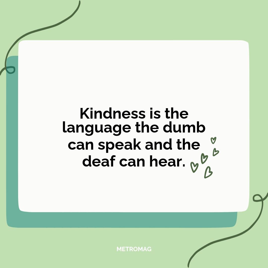 Kindness is the language the dumb can speak and the deaf can hear.