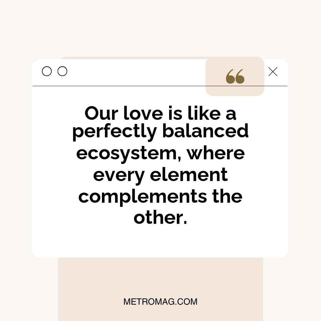 Our love is like a perfectly balanced ecosystem, where every element complements the other.
