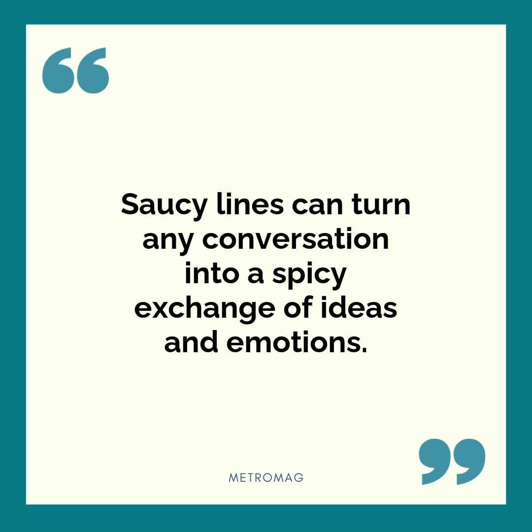 Saucy lines can turn any conversation into a spicy exchange of ideas and emotions.