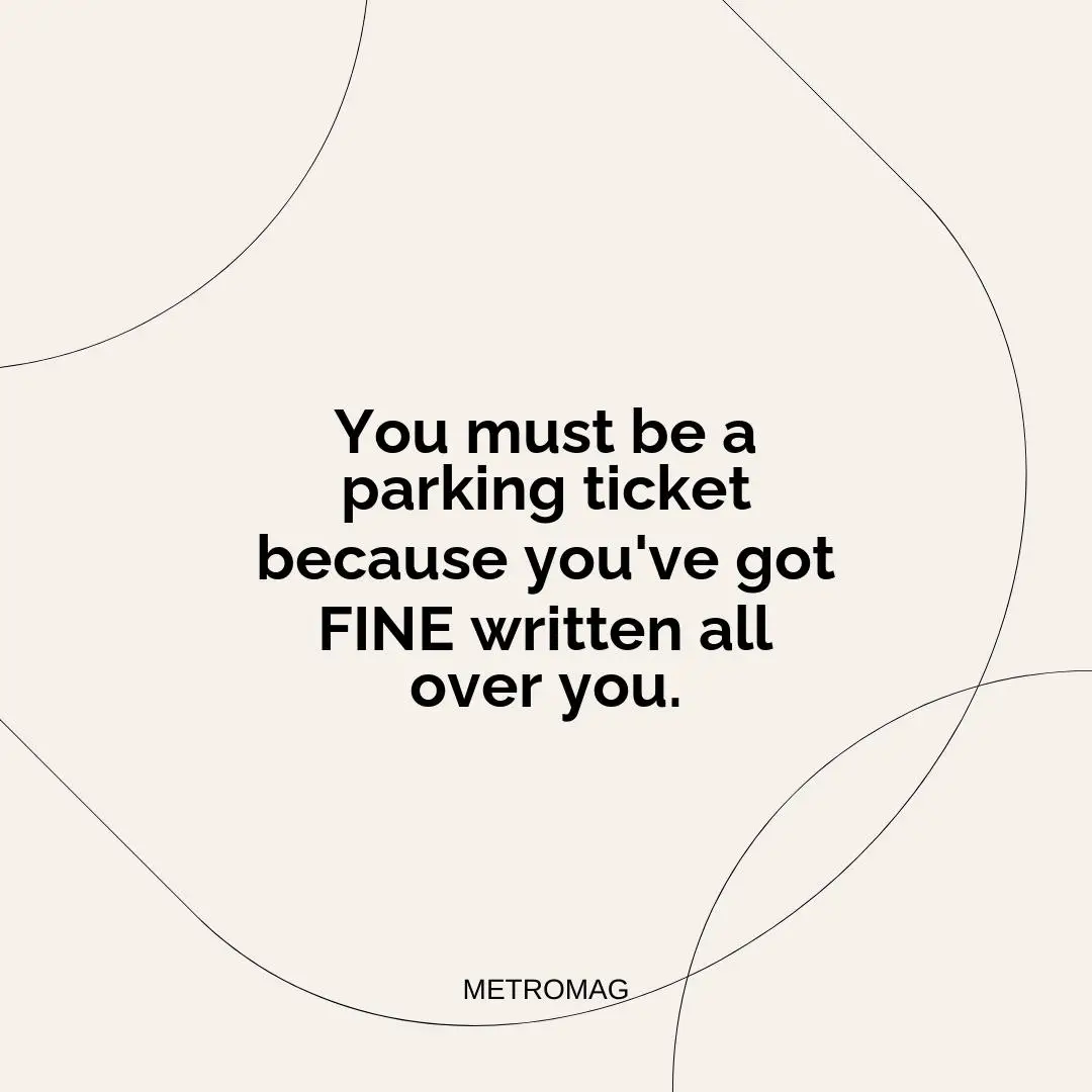 You must be a parking ticket because you've got FINE written all over you.