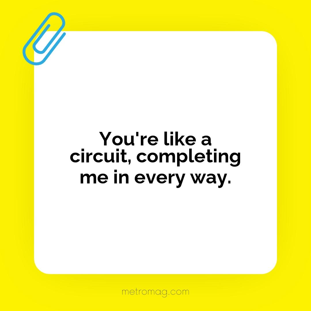 You're like a circuit, completing me in every way.