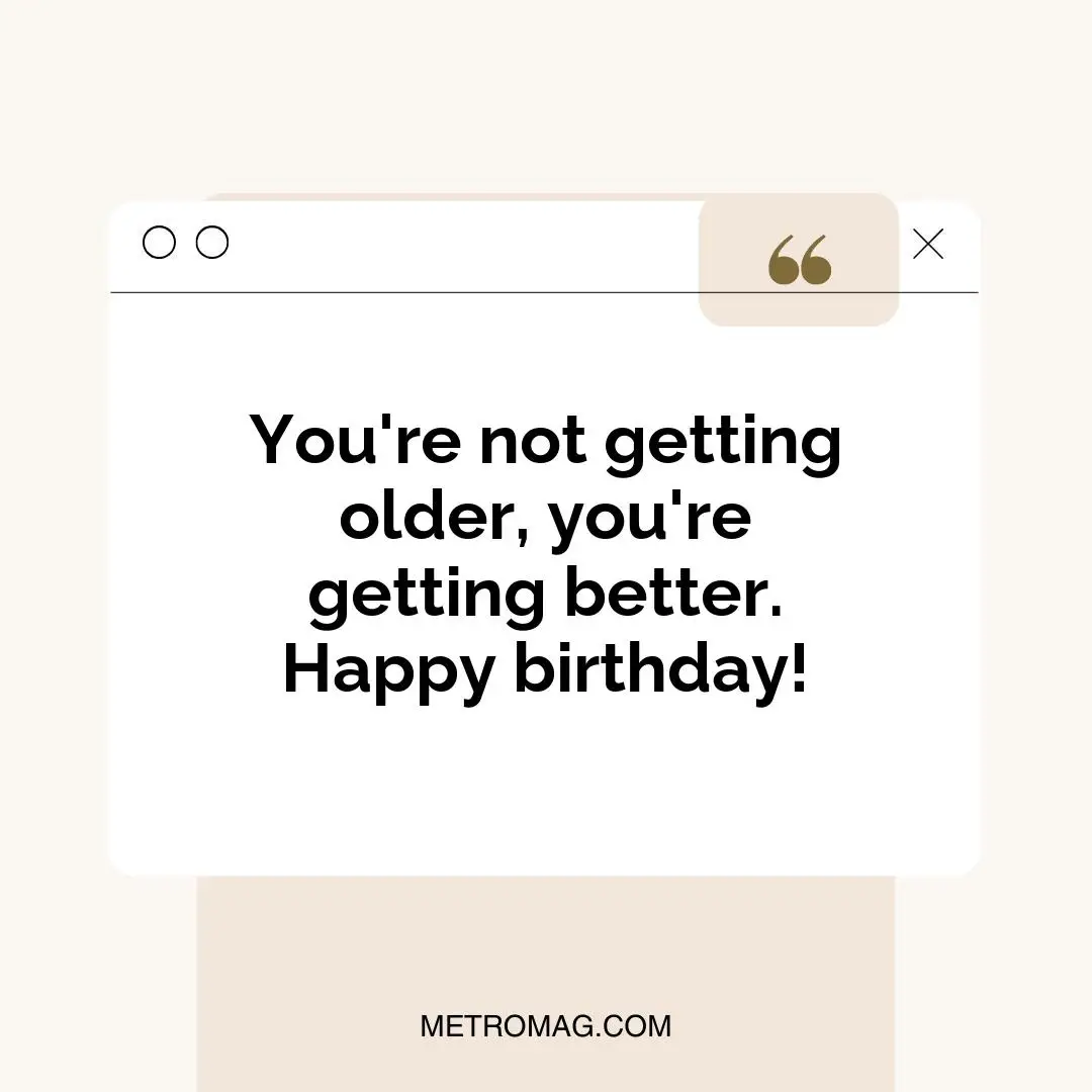 You're not getting older, you're getting better. Happy birthday!