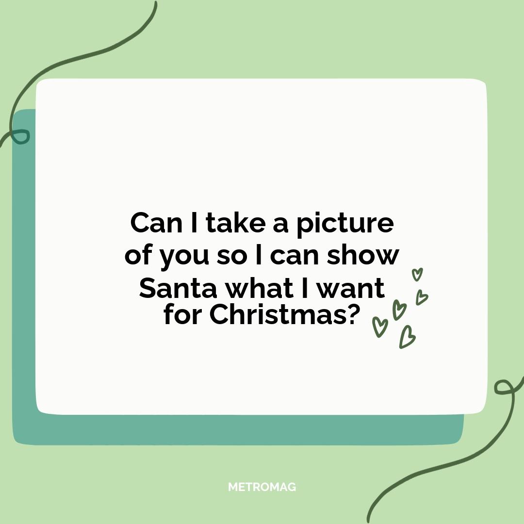Can I take a picture of you so I can show Santa what I want for Christmas?