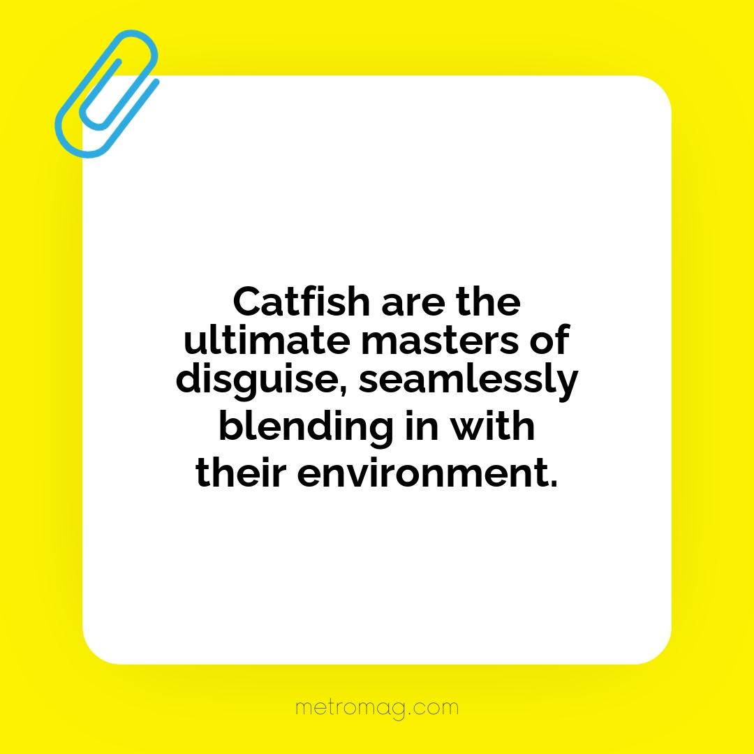 Catfish are the ultimate masters of disguise, seamlessly blending in with their environment.