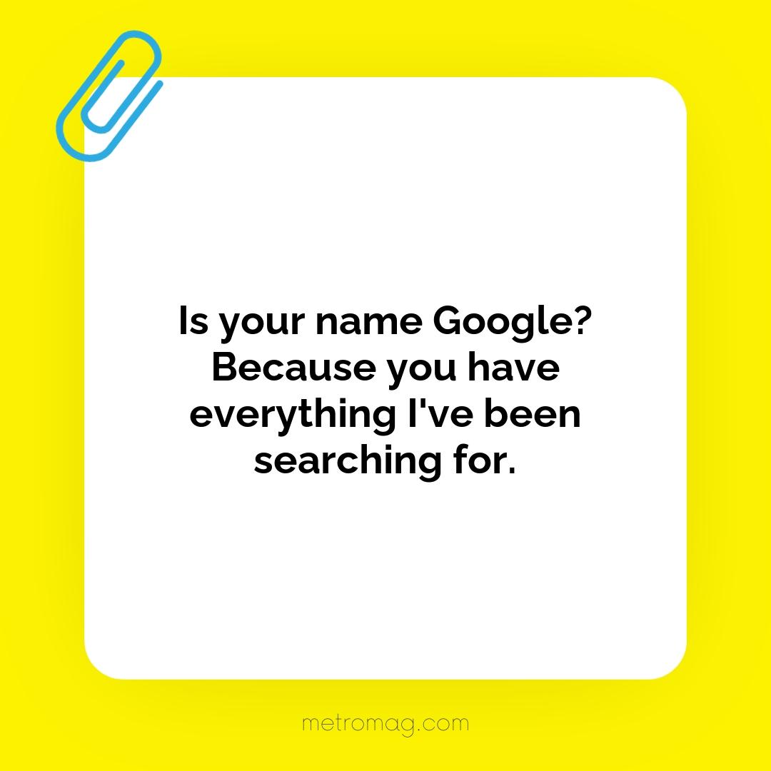 Is your name Google? Because you have everything I've been searching for.